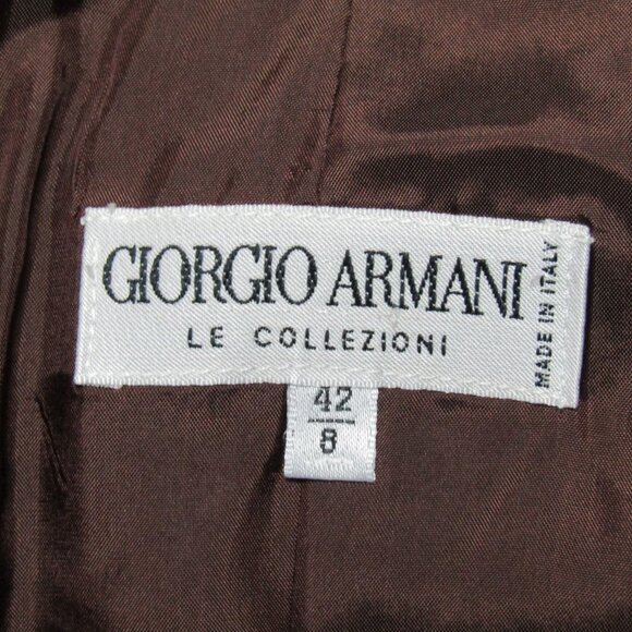 Vintage Giorgio Armani Le Collezioni Jacket Women 8 Brown Wool Herringbone Italy - Picture 7 of 10